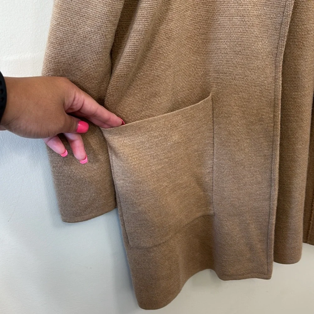 J.Crew Open-Front Sweater-Blazer 100% Merino Wool Tan Size Medium - Picture 6 of 9